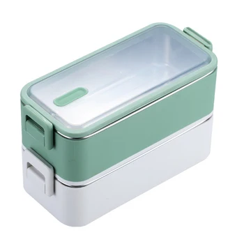 

2 Tiers Bento Case Microwavable Lunch Box Dishwasher Safe Food Storage School Office Sealed Adult Kids Stackable Container