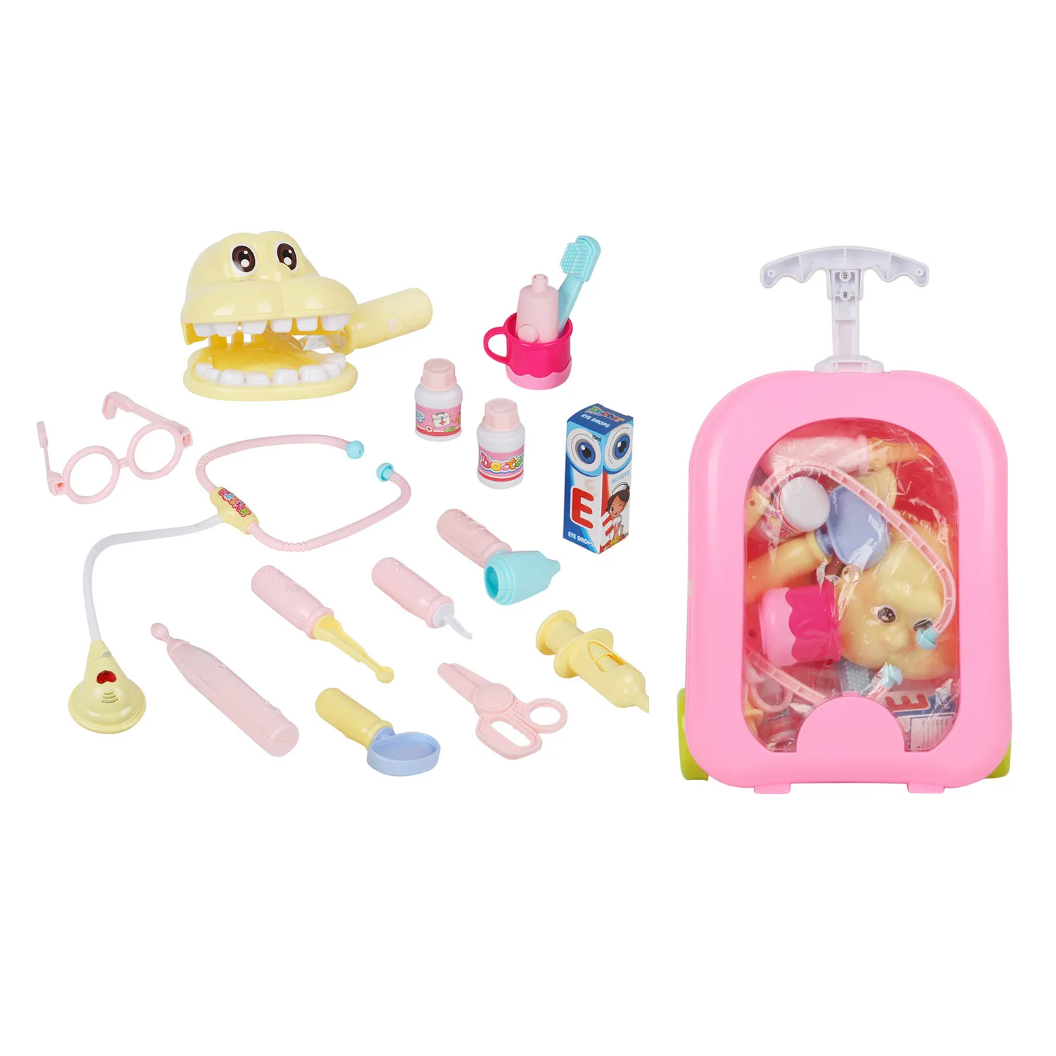 whole set 17pcs Комбинезон доктора и игрушки медсестры, одежда для ролевых игр, детский сад, белое пальто, одежда для выступлений, подходит для роста до 140 см - Цвет: whole set 17pcs