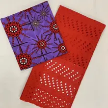 Красный модный Африканский Анкара высокое качество принты хлопок 3 ярдов верхний уровень воск+ 2,5 ярдов сухое кружево настоящий голландский воск ткани