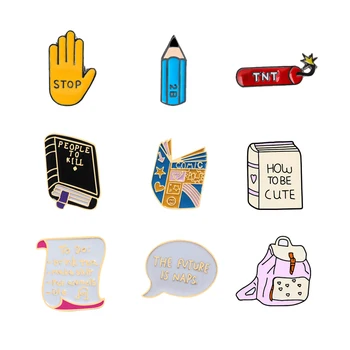 

Women Cartoon Badge Backpack Book Pen Note Brooch & Pin Jewelry Jackets Cute Brooches Enamel pins button Student Kids Gift