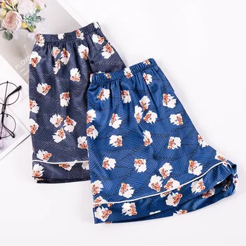 

Fdfklak Summer Silk Shorts Women Sleep Bottoms Sexy Pajama Pants Women Lace Satin Pajama Shorts Elastic Waist Shorts Sleepwear