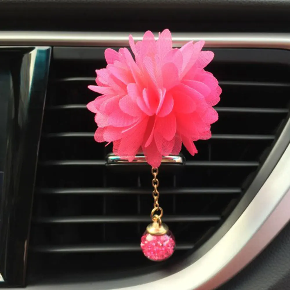 Air Outlet Perfume Clip Auto Perfume Clip Universal Car Perfume Clip Ornament Aromatherapy Freshener Diffuser Camellia Portable - Название цвета: rose red
