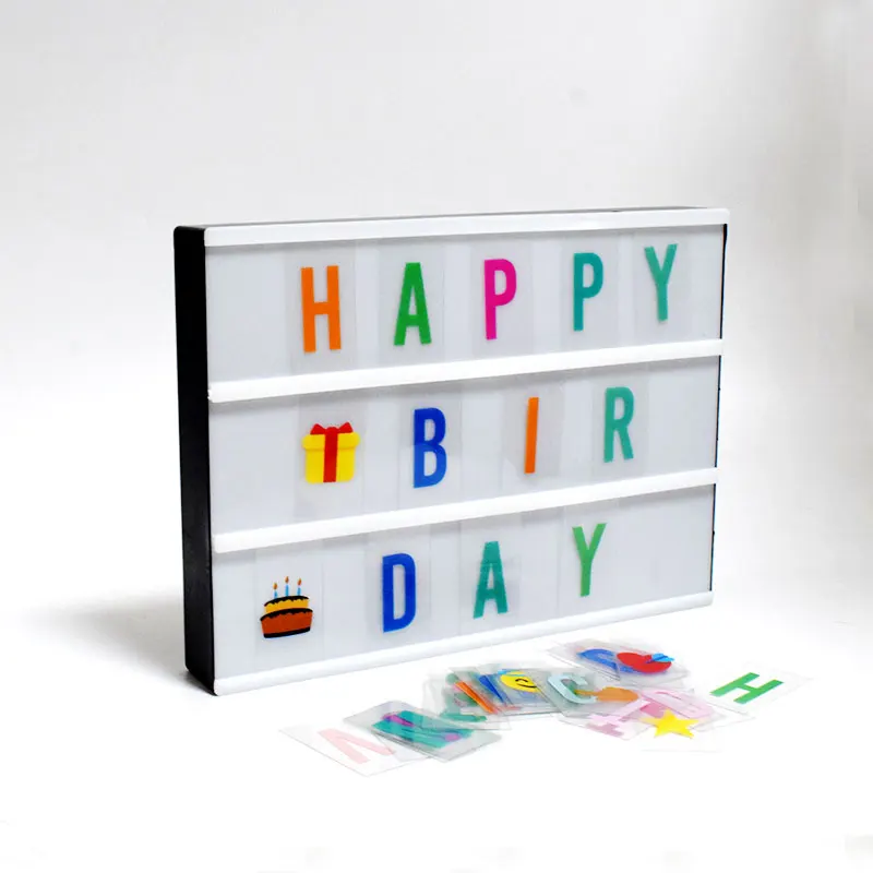 

A4 USB AA Battery LED Night Light Message Box Letters Combination Coloful 208pcs DIY Symbol Cards Decoration Lamp Board Lightbox