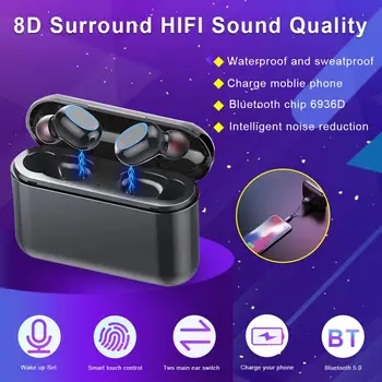 

TWS Bluetooth Headset 5.0 Reverse Charging Warehouse Touch Wireless Ear Input Motion Headset Multifunctional True Wireless Stere