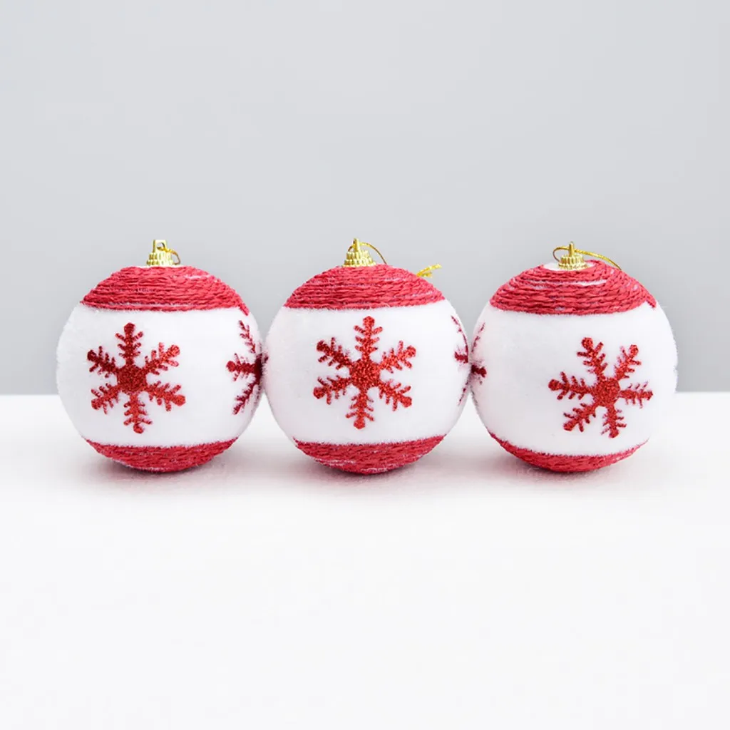 white gold red Christmas Tree Decor Balls Xmas Party Window Home Furnish Christmas Hanging Ball Ornament Decoration 7.5CM 3PC