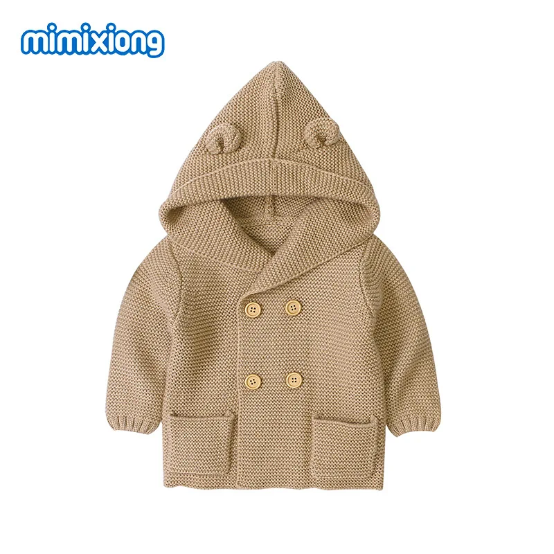 Pudcoco/милое осеннее вязаное пальто однотонные свитера для костюмов с капюшоном и пуговицами для маленьких мальчиков и девочек 3-24 месяцев