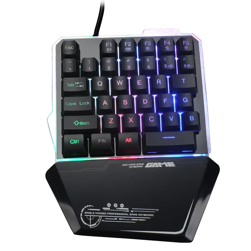 Игровая RGB клавиатура для одной руки проводная портативная мини со светодиодной