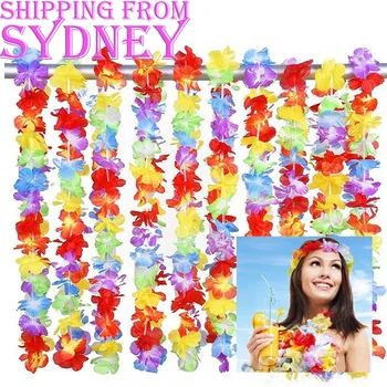 

20PCS Long Hawaiian Flower Hula Lei Leis Beach Luau Costume Party 105cm Artificial Flower Wreath Hair Clips Necklace Beach Fun