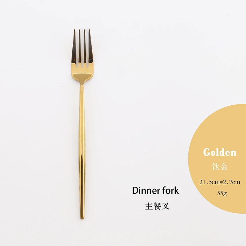 6 High Quality Gold Cutlery Set Stainless Steel Portable Dinnerware Set Mirror Polishing Food Steak Fork Spoon Knife Chopstick 1pc - Цвет: 6