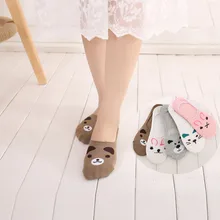 5 пар/лот, короткие носки, женские, носок Мишка, дышащие, с низким вырезом, короткие, мягкие, невидимые, хлопковые, с рисунком, kawaii, весна-лето, 30