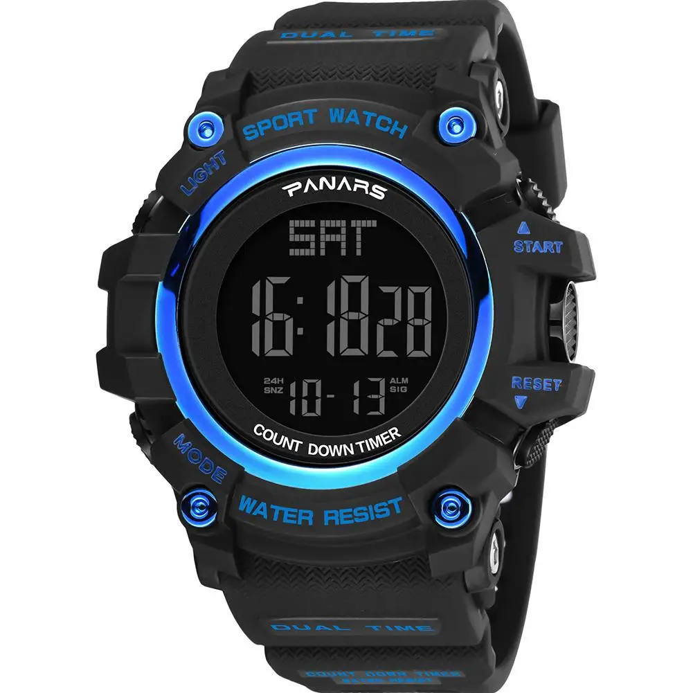 

Men LED Digital Watch Waterproof Outdoor Backlight Plastic Band Alarm Sports Digital Men multi-color Wrist Watch