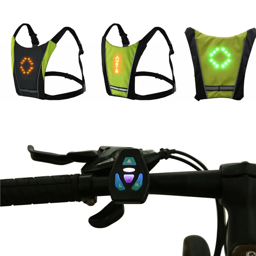

Wireless Remote Control Led Reflective Vest Usb Charging Bicycle Steering Indication Back Clip Luminous Warning Light