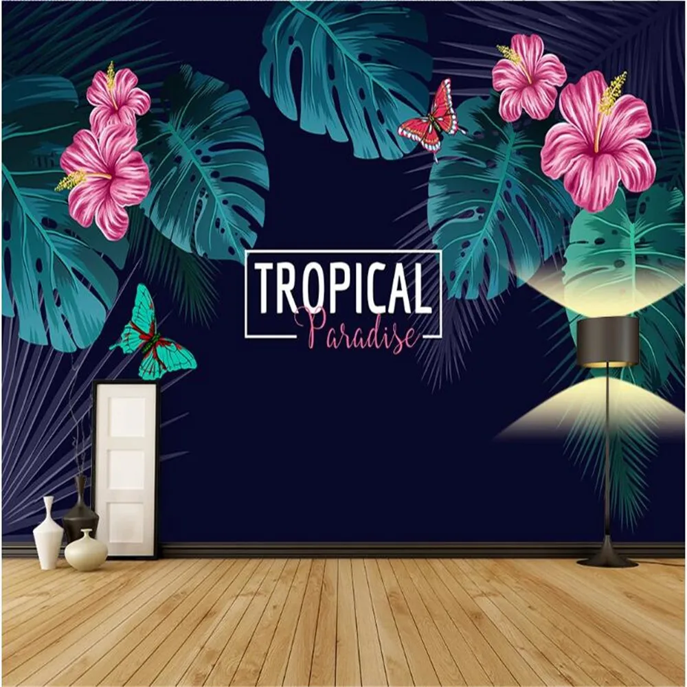 

milofi custom wallpaper mural 3D hand-painted Nordic flamingo sofa background wallpaper mural