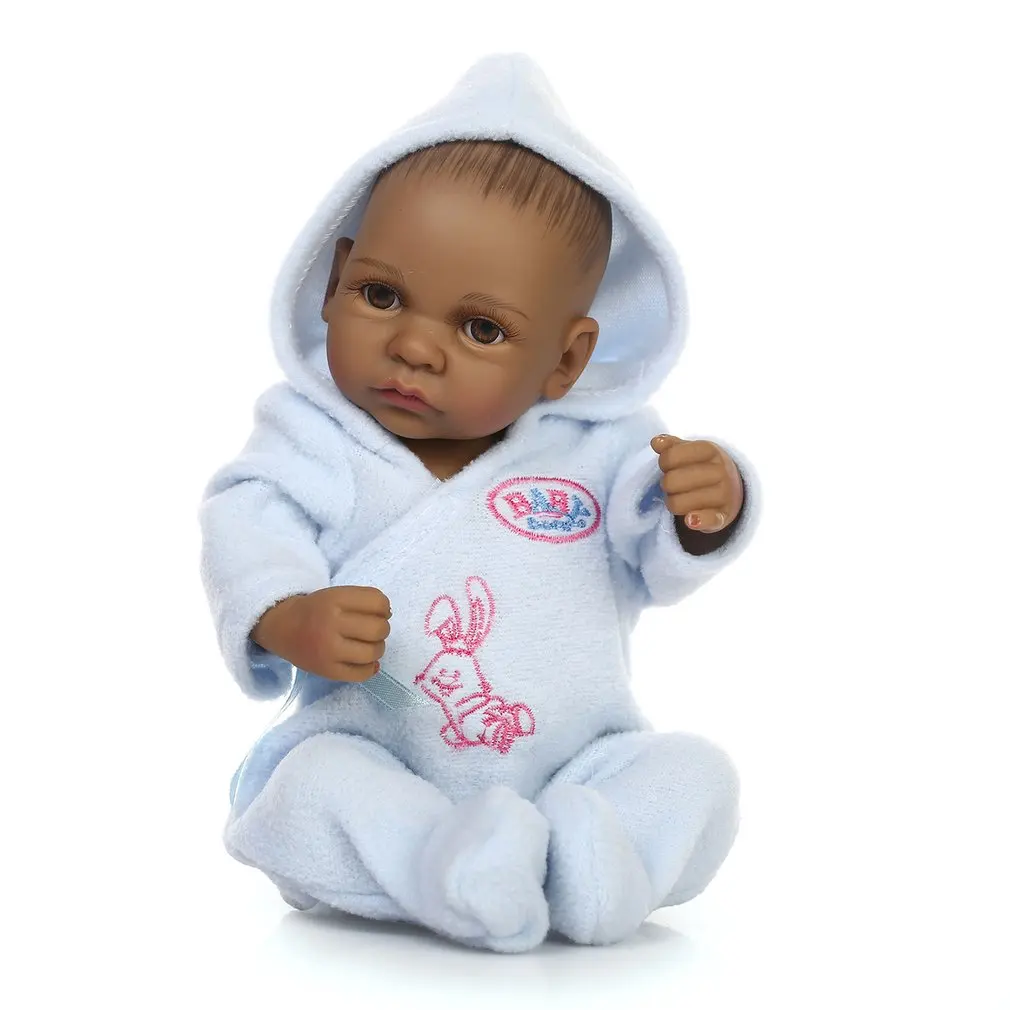 10 Inch Reborn Baby Doll Toys Black Lifelike Baby Boys Girls Bathing Doll Full Body Soft Silicone Best Birthday Gift for Kids