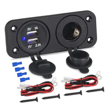 

Marine 12V 2 Hole Switch Panel Dual USB Charger LED Power Socket Switch Panel Car Boat Accessories