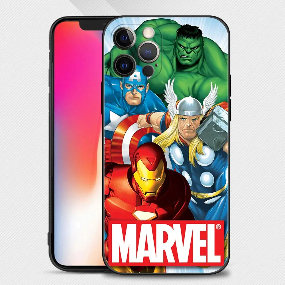 thumbnail image 1 of Funda de silicona de superhéroes de Los Vengadores de Marvel, carcasa fina para iPhone 15, 14, 13, 12, 11 Pro Max, Mini, XS, X, XR, 7, 8 Plus, 1 of 5