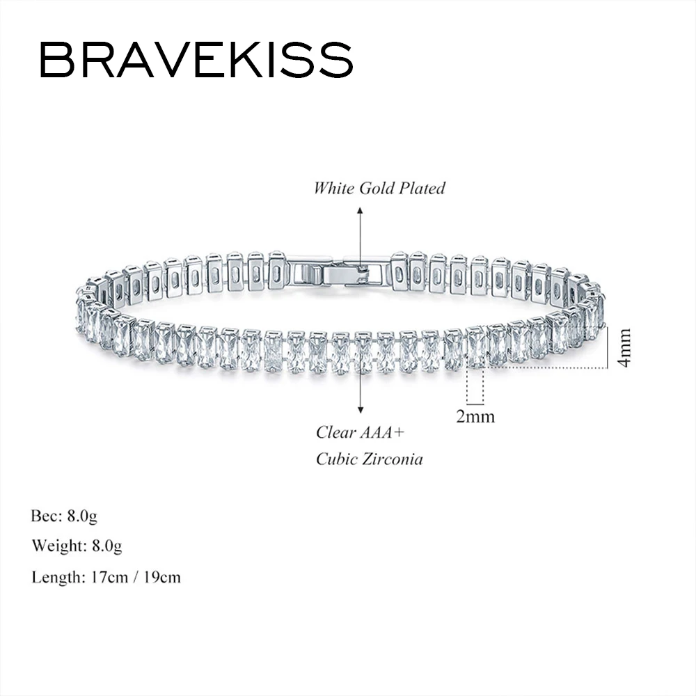 Bravekiss друзья, прозрачные CZ браслеты для женщин и мужчин, браслет, роскошный Теннисный браслет, браслеты, ювелирные изделия для женщин, медный Цирконий UB0180A