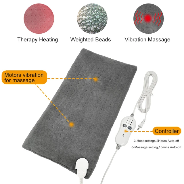 Weighted Heating Pad with Massager, Electric Heating Pad for Back