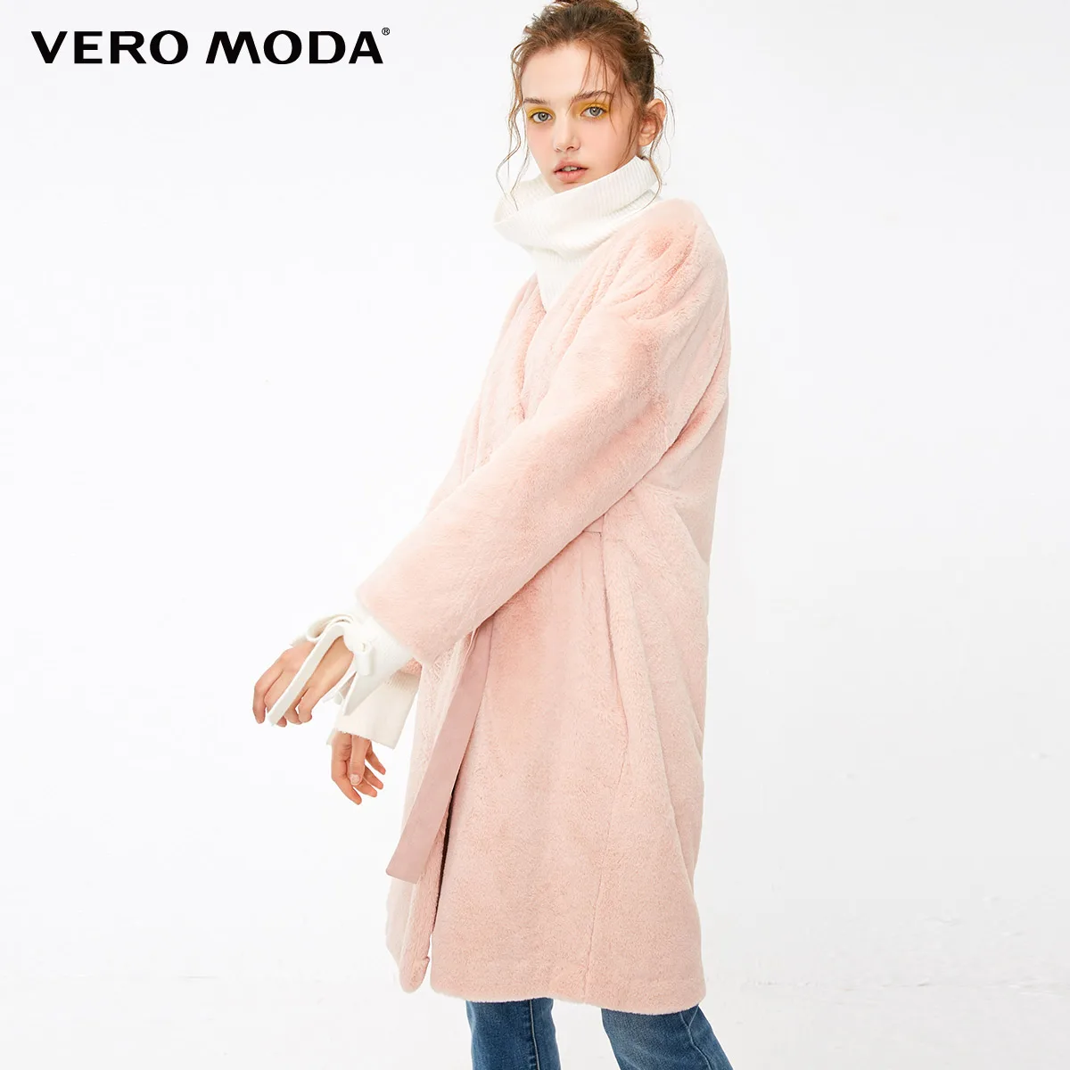 Vero Moda куртка женская зимняя женские осенние разбивающиеся невидимые пряжки в длинном стиле плюшевого медведя пальто куртка | 318309511 - Цвет: Rose smoke