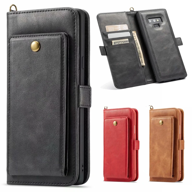 

Luxury Case S9Plus Wallet Vintage Leather Flip Book Style Mobile Phone Bags Case for Samsung Galaxy S 8 9 Plus Note 9 Coque