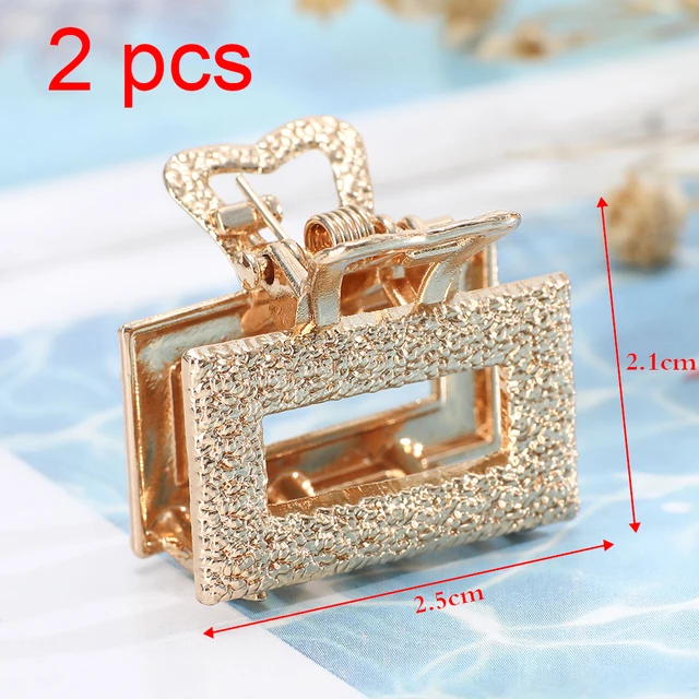 AWAYTR Rhinestone Metal Hair Claw Crab Clip For Women Girls Shiny Barrette Hairpin Crystal Pearl Hair Accessories Jewelry Gift 2 pcs mini-e