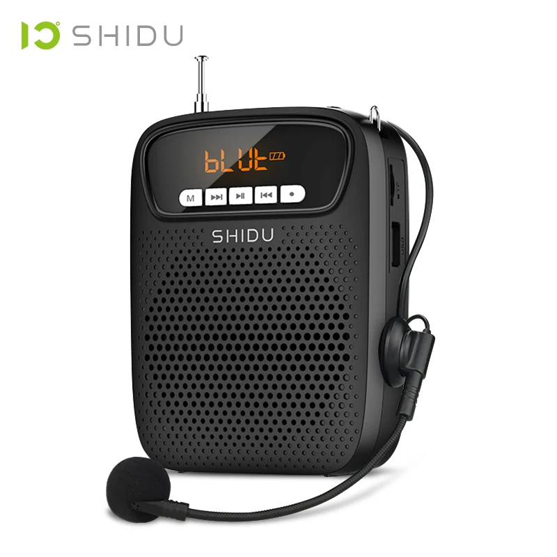 SHIDU 15W Portable Voice Amplifier Wired Microphone FM Radio AUX Audio Recording Bluetooth Speaker For Teachers Instructor S278