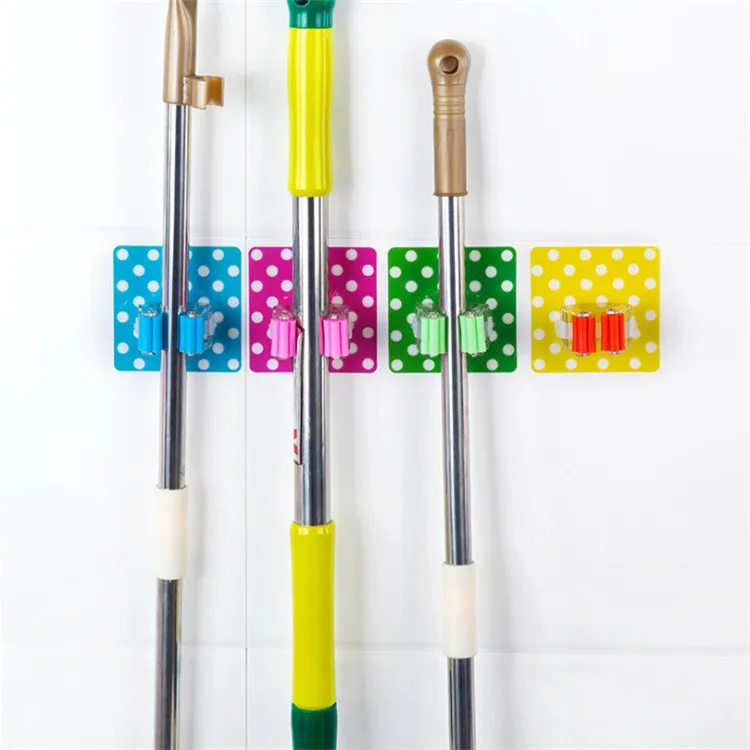 Новая стильная домашняя креативная тряпка для швабры в горошек, прочный крючок на липучке, настенный крюк для швабры, зажим для швабры