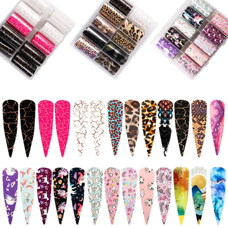 

1 box mixed leopard print lips lipstick nail decoration color marble/crack star transfer sticker Abstract pattern nail jewelry