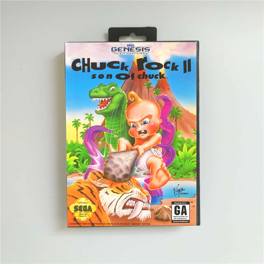 Chuck Rock II Son of Chuck-крышка США с розничной коробкой 16 бит MD игровая карта для Sega megadrive Genesis игровая консоль