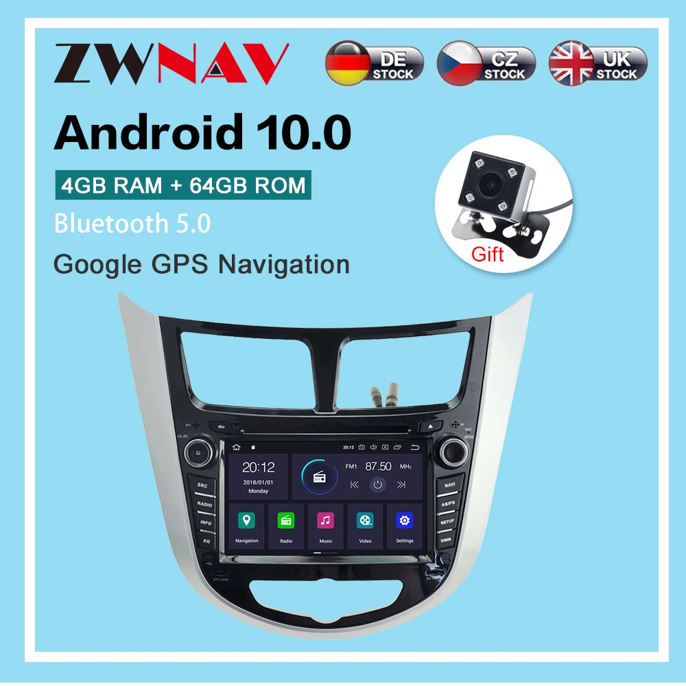 

Android 10.0 Car Multimedia DVD Player GPS Navigation For HYUNDAI VERNA ACCENT SOLARIS 2011-2012 radio Bluetooth Head Unit dsp