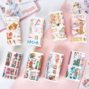 

80x2000mm Cartoon Cute Girl Washi Tape Adhesive Tape DIY Scrapbooking Sticker Label Masking Tape Student Stationery Gift CZMY