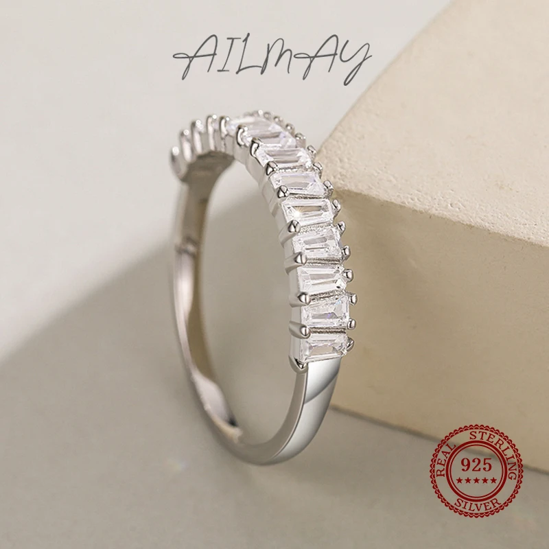 Ailmay 투명 사다리꼴 지르콘 조합 고급 여성 패션 쥬얼리에 대한   손가락 반지