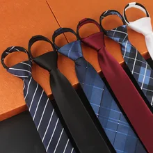 Мужские 6см обтягивающие галстуки на молнии модные деловые повседневные серии ленивый галстук черные галстуки для мужчин полосатый галстук одноцветные Галстуки