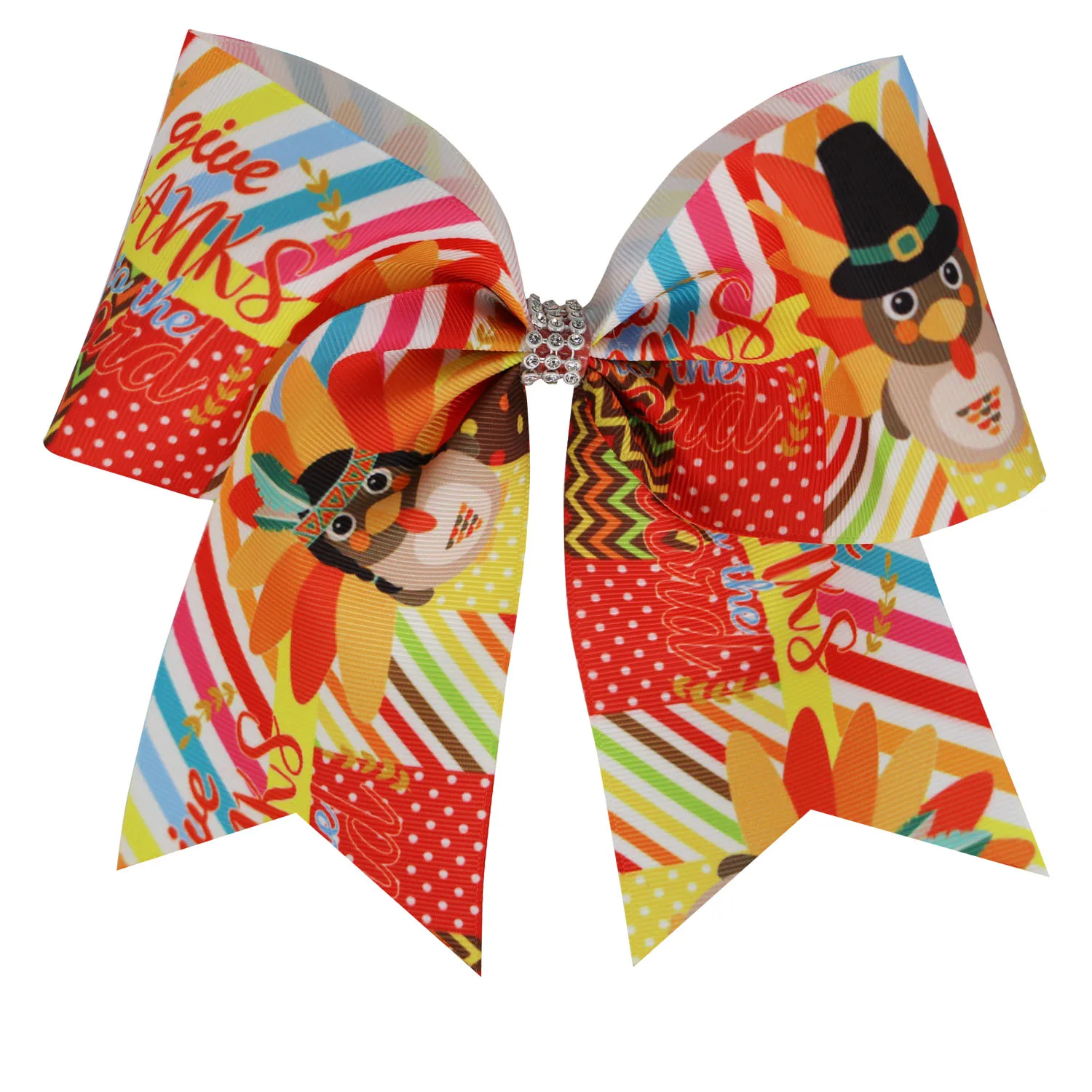 2pcs/7.5inch Thanksgiving Cheer Bow pumpkin maple leaf Turkey Bows For Girls Kids With Elastic Ponytail Holder Cheerleading women sexy japanese school cheerleader stage gleeinperformance dress cheerleading costumes adult cheer uniform football baby