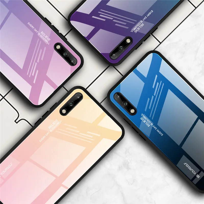 Градиентный чехол из закаленного стекла для huawei Honor 8X9X10 20 Pro 20i 10i mate 20 10 Pro Lite P Smart Plus Z Роскошный чехол для телефона s