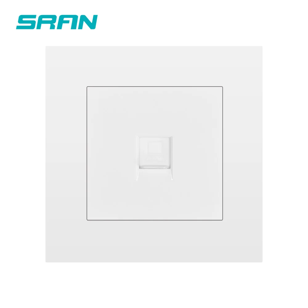 Soquete de parede rj45 sran, painel retardante de chama para computador, 5 categoria interface de rede nova chama pc painel 86mm * 86mm saída branca internet