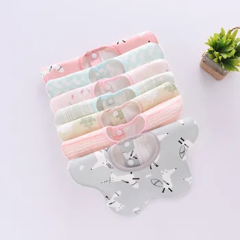 

1Pcs Petal Shape Baby Boys Girls Bibs Cotton Printed Baby Feeding Bibs Burp Cloth 360 Degree Rotating Baby Bibs