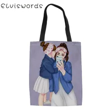 ELVISWORDS одиночные женские сумки для покупок супер мама печати большой емкости функциональные прочные дамы холст сумка Fuuny