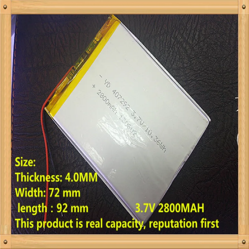 Free shipping! 3.7V 2800mah 407292 Polymer Lithium Li-Po Rechargeable Battery For GPS DVD PAD e-book tablet pc power bank | Электроника