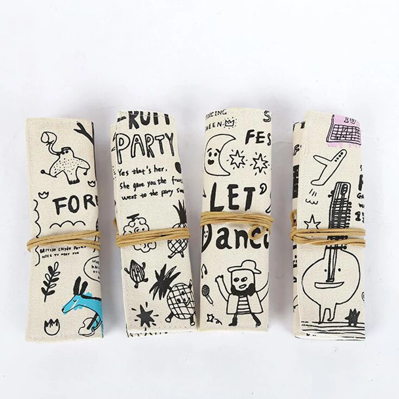 Чехол-карандаш школьные принадлежности художественная ручка сумка Холст