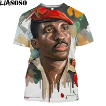 LIASOSO Thomas Sankara T Shirt For Men Karl Marx Communists Graphic Tee Shirt Burkina Faso Vintage Clothes Summer Harajuku Shirt