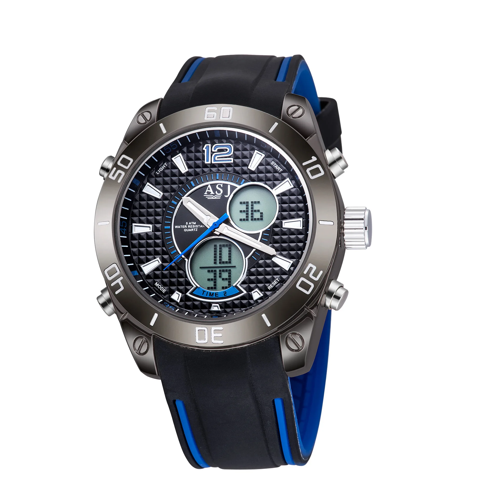 

ASJ Watch Multi-functional Sports Leather Strap Watch Date Seconds Waterproof Night Light Hands
