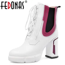 FEDONAS/модные женские ботильоны из натуральной кожи на высоком каблуке разных цветов вечерние туфли для танцев новые женские ботинки «Челси» большого размера