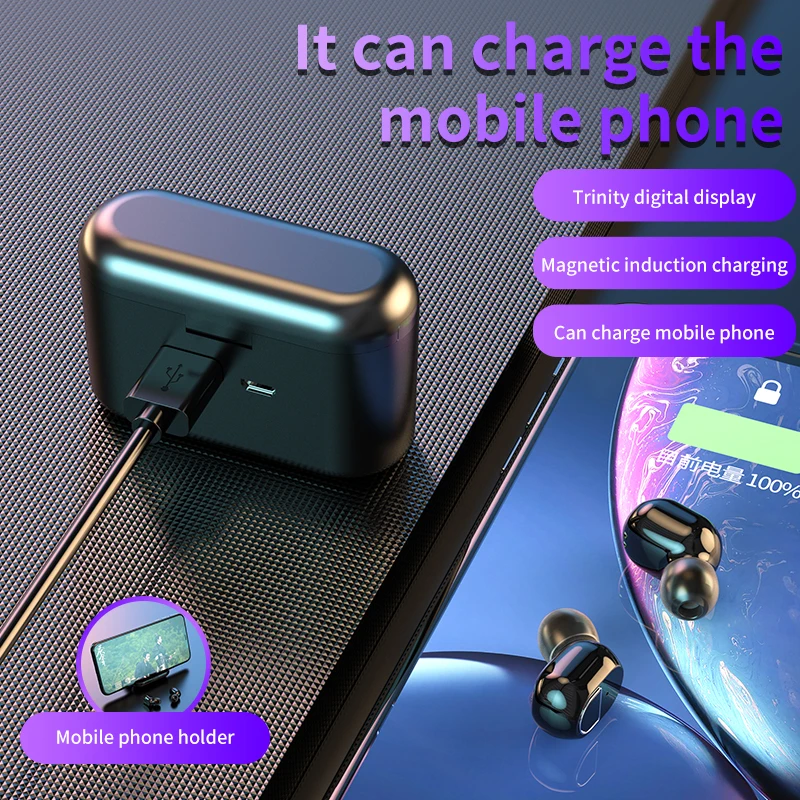 TWS Bluetooth V5.1 Earphones Wireless Headphone 9D HIFI Stereo Waterproof 2000 mAh Harging Case With LED Display HD Mic Headset