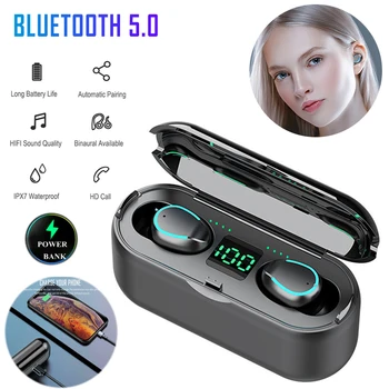 

2020 F9 TWS True Wireless Earphone Bluetooth 5.0 Touch Battery Digital Display Sport Headphones Earbud Headset for iPhone Huawei