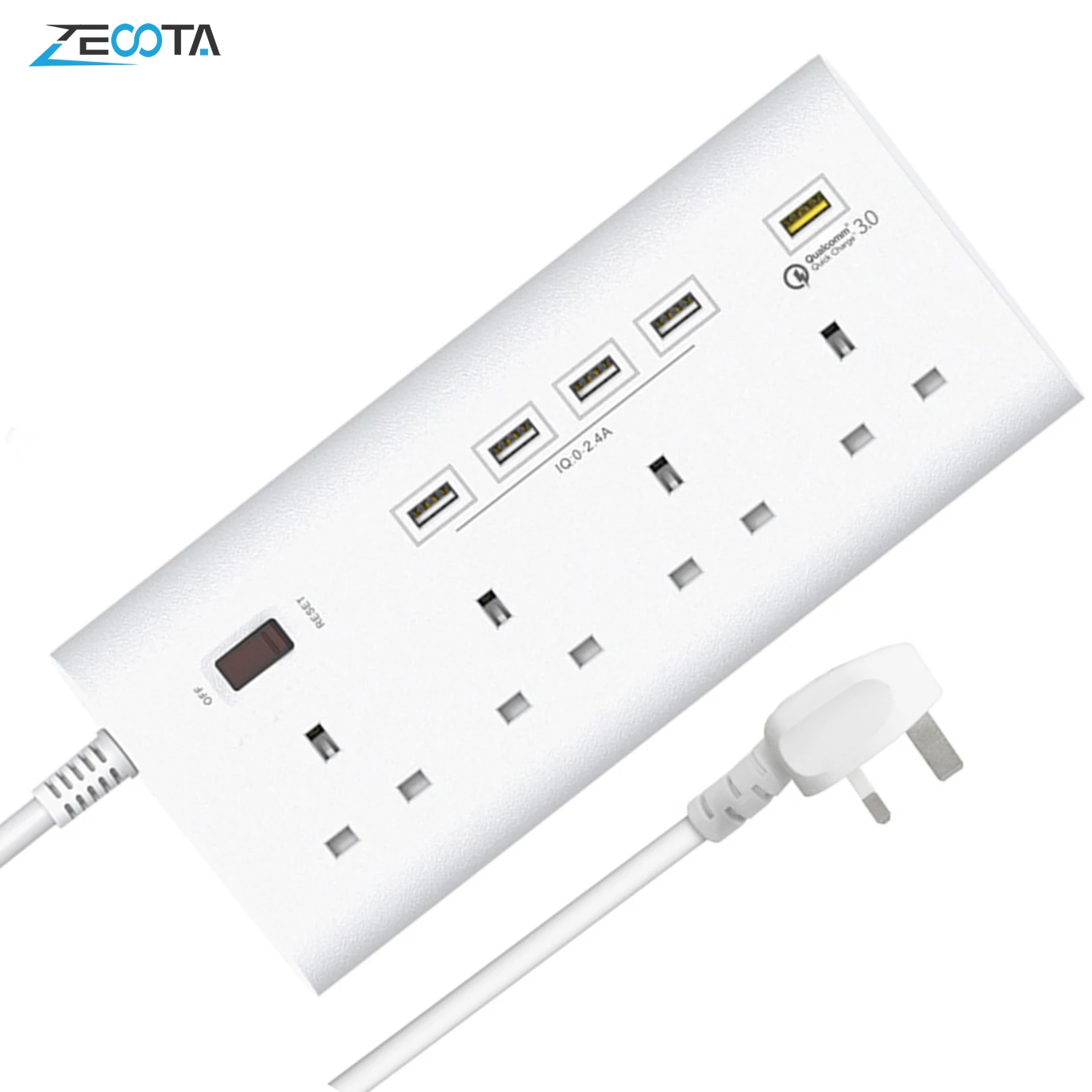 Power Strip Surge Protector 4 AC Outlets UK Plug Sockets with USB Smart
