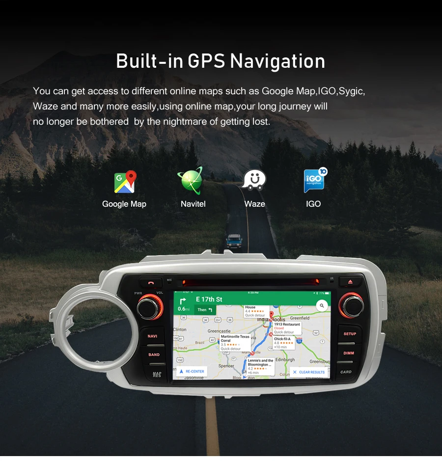 Sale Android 9.0 Car Radio GPS Navigation Multimedia Player For Toyota Yaris 2012-2017 Auto Stereo Audio DVD WIFI Bluetooth Headunit 5