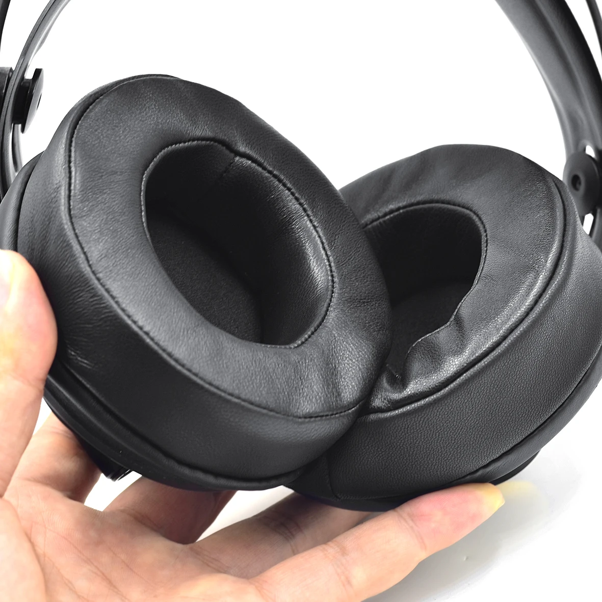 Полный размер овчины кожаные амбушюры Подушка для akg sony philips ath-наушники