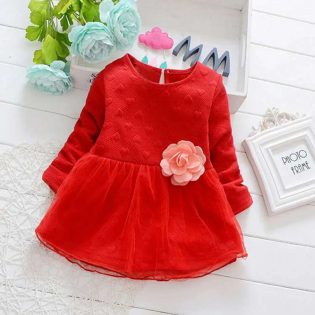 

Toddler Infant Baby Girls Casual Princess Floral Dress Outfits Clothes O-neck Long Sleeve Fashion Kids Dresses For Girls