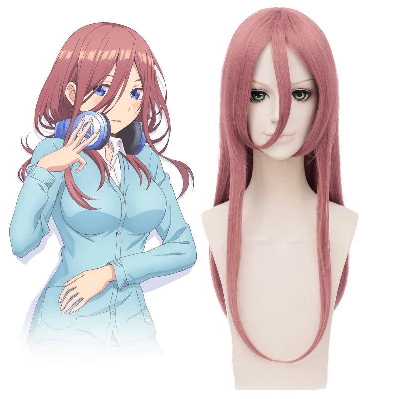 AliceWig 167) Heat Resistant Fiber Hairpiece Synthetic Hair Anime Cos The Quintessential Quintuplets Nakano Miku Cosplay Wig